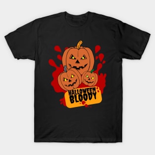 sinister pumpkin smiling family illustration T-Shirt